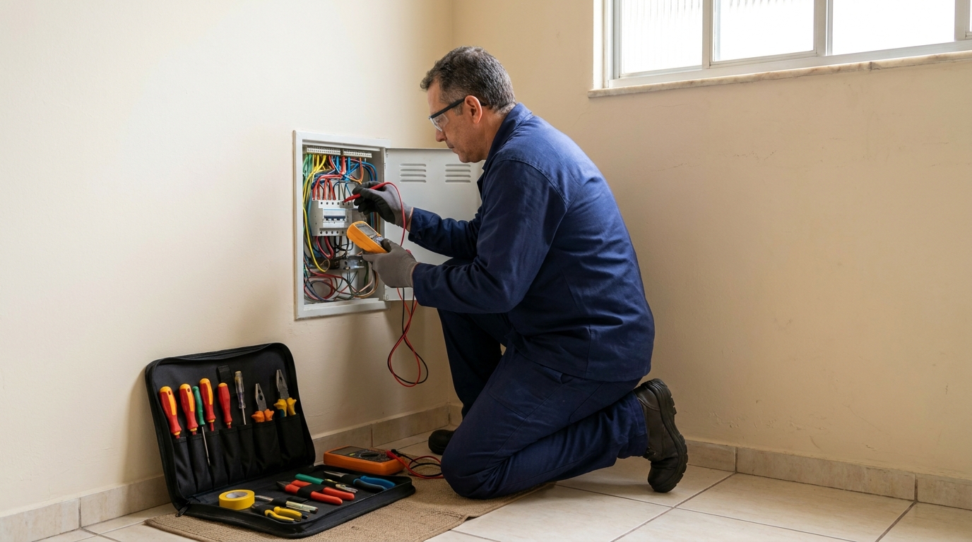 Eletricista atendendo em residência em Mogi das Cruzes‑SP