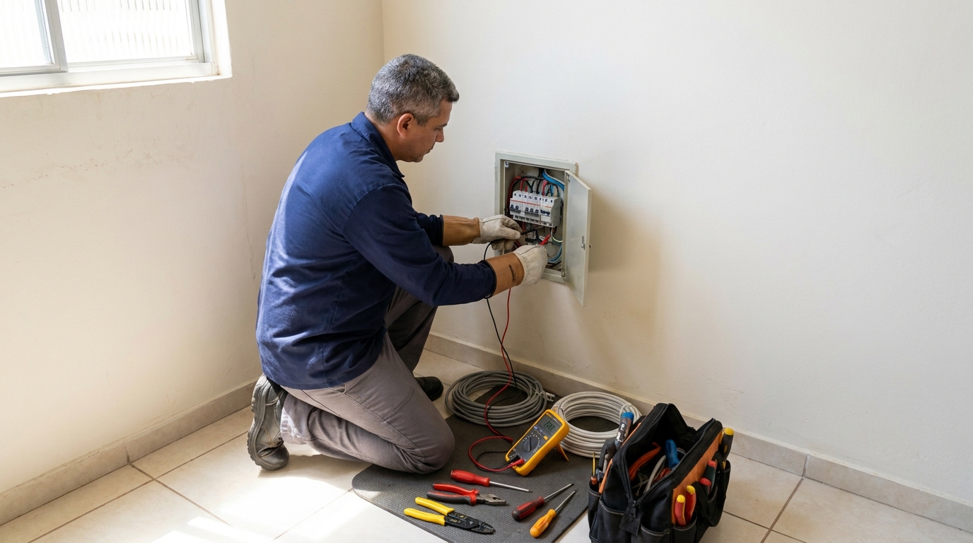 Eletricista realizando manutencao em Mogi das Cruzes‑SP