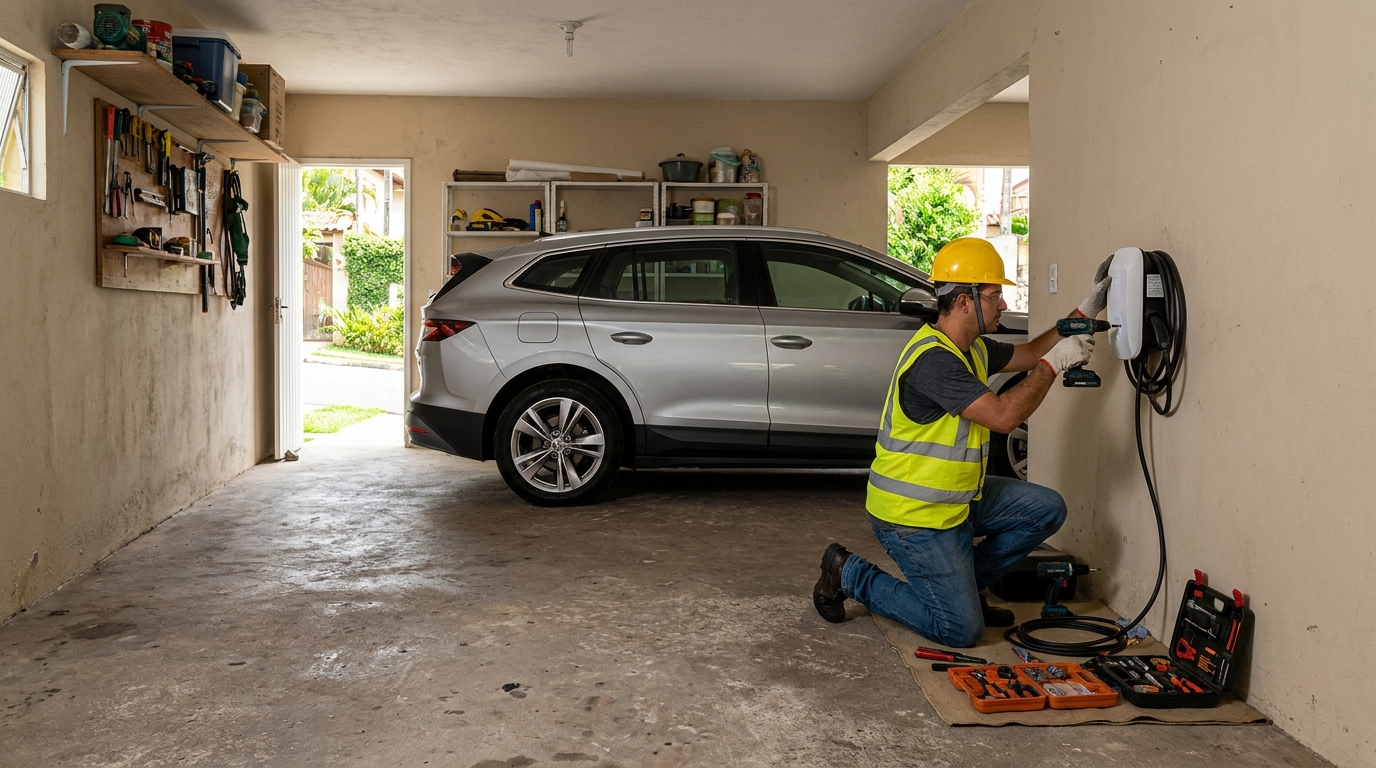 Instalacao de carregador de carro eletrico residencial em Mogi das Cruzes‑SP