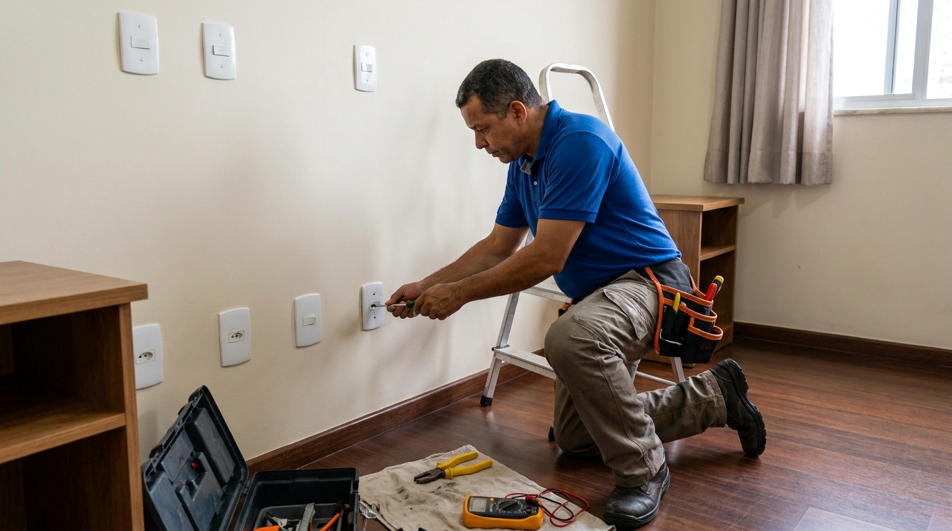 Instalacao de tomada e interruptor residencial em Mogi das Cruzes‑SP