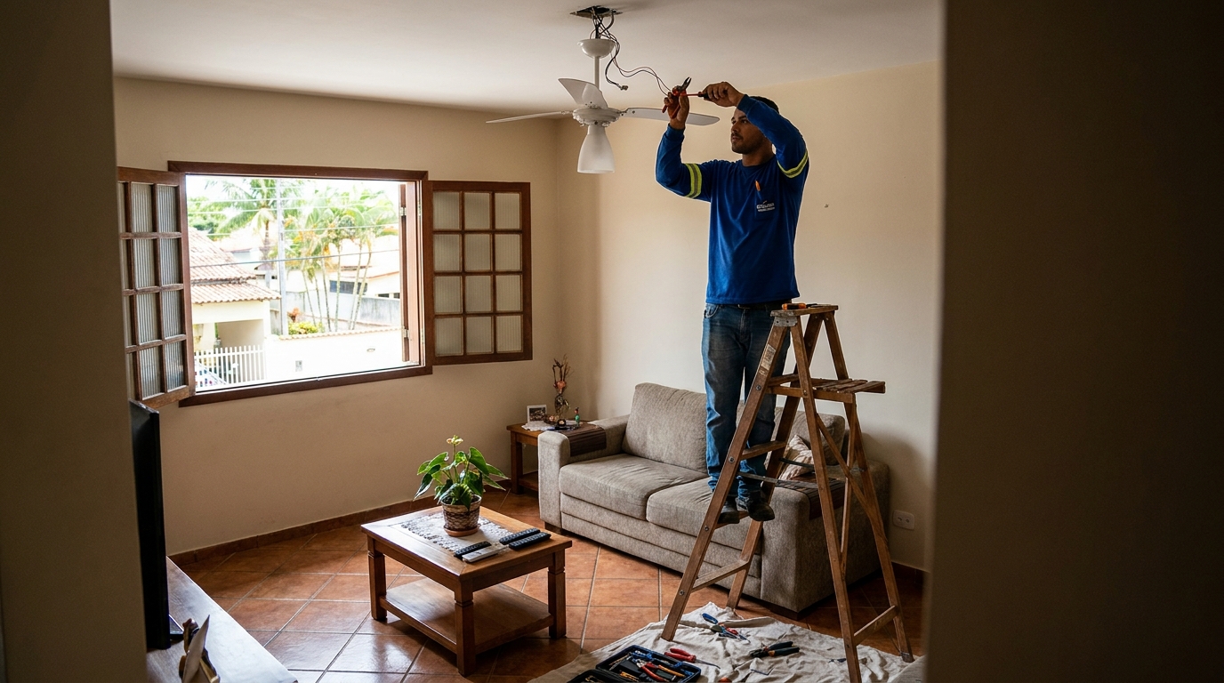 Instalacao de ventilador de teto profissional em Mogi das Cruzes‑SP